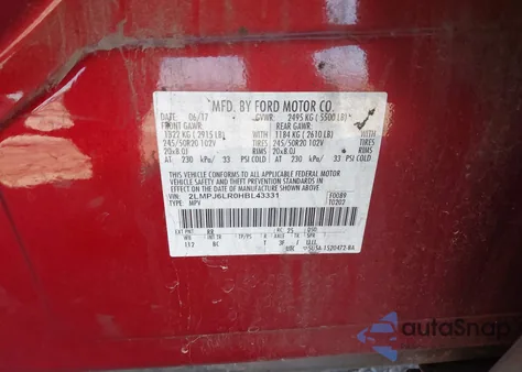 2017 Lincoln Mkx Reserve from USA, damaged, VIN 2LMPJ6LR0HBL43331